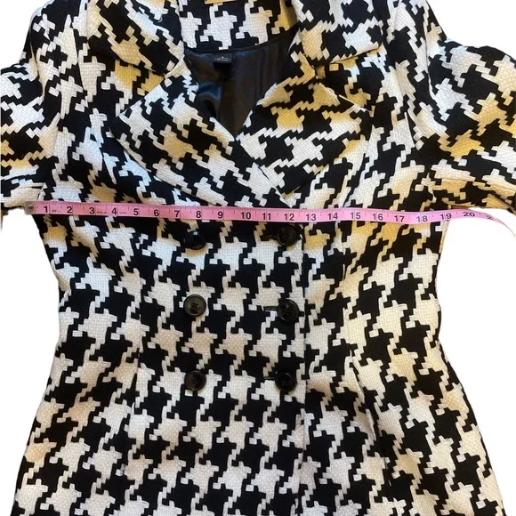White House Black Market Houndstooth Pea Coat Large - Picture 12 of 13